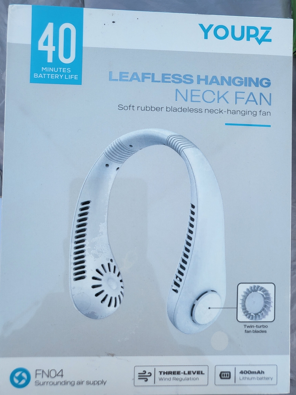 White Leafless Hanging Neck Fan - Hands-Free Cooling